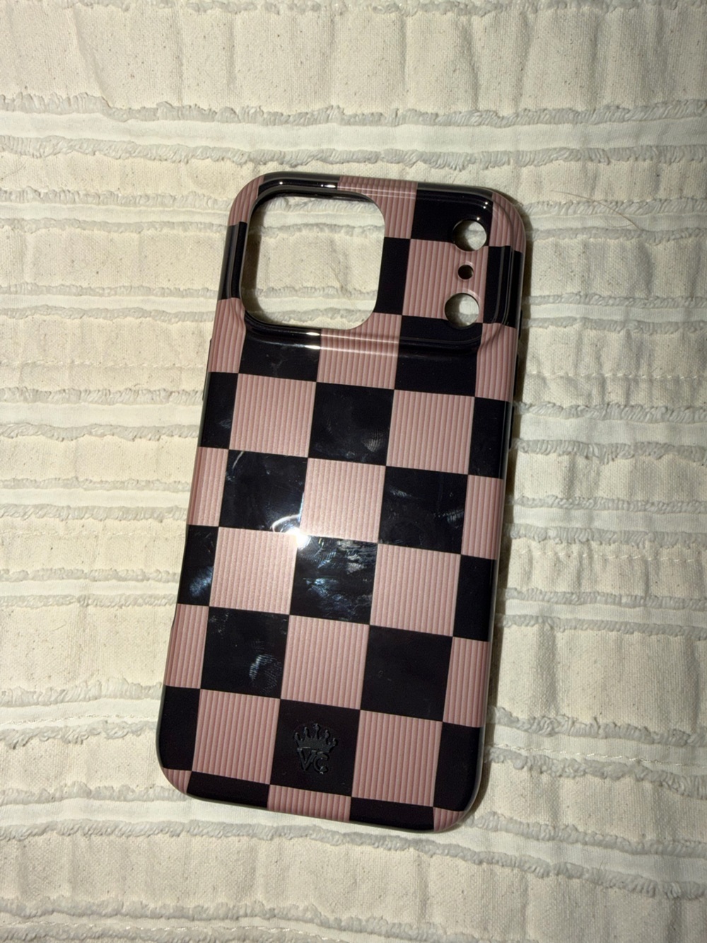Velvet Caviar Pink and Black Checkerboard iPhone Case